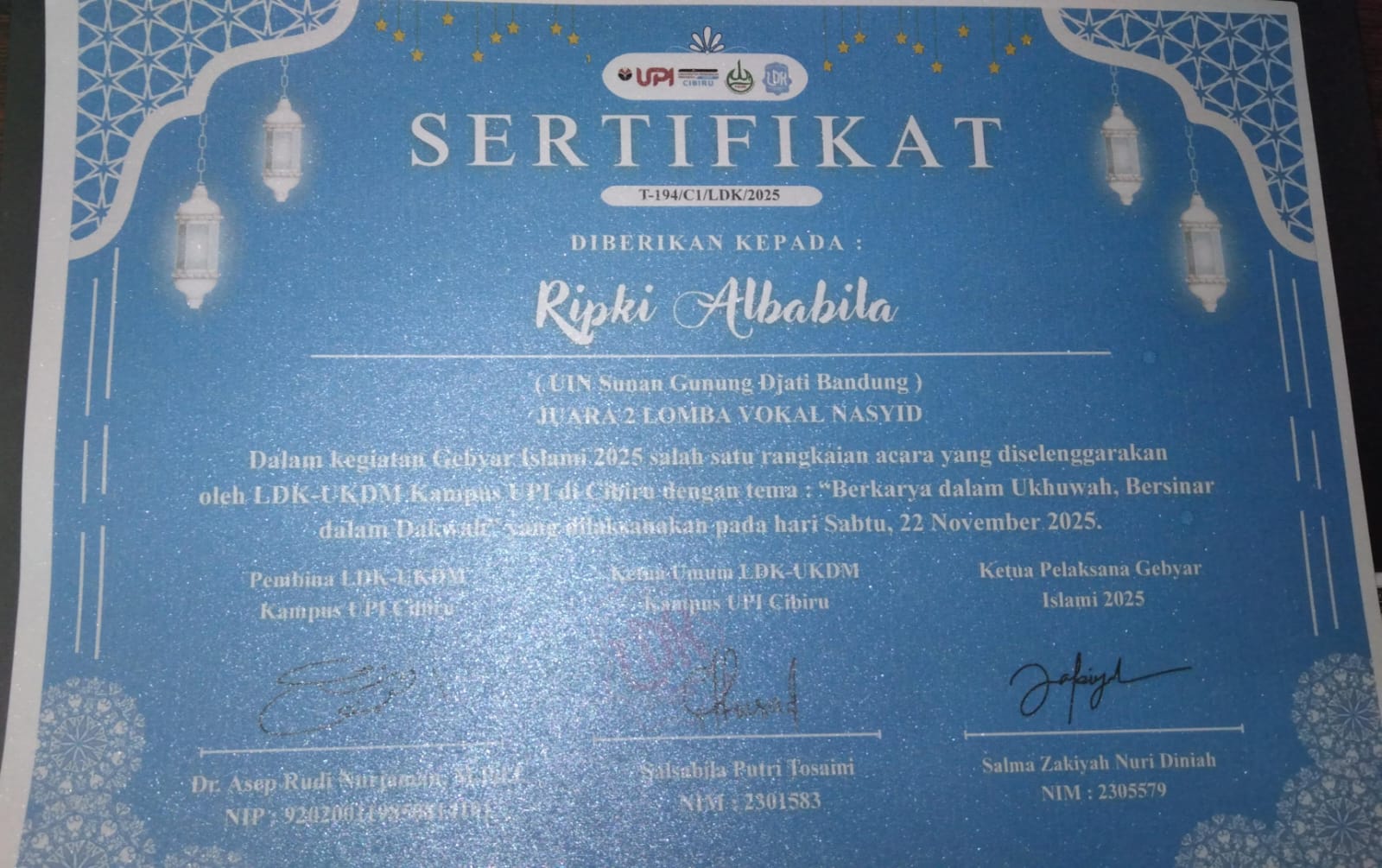 Juara 2 Lomba Vokal Nasyid se Bandung Raya